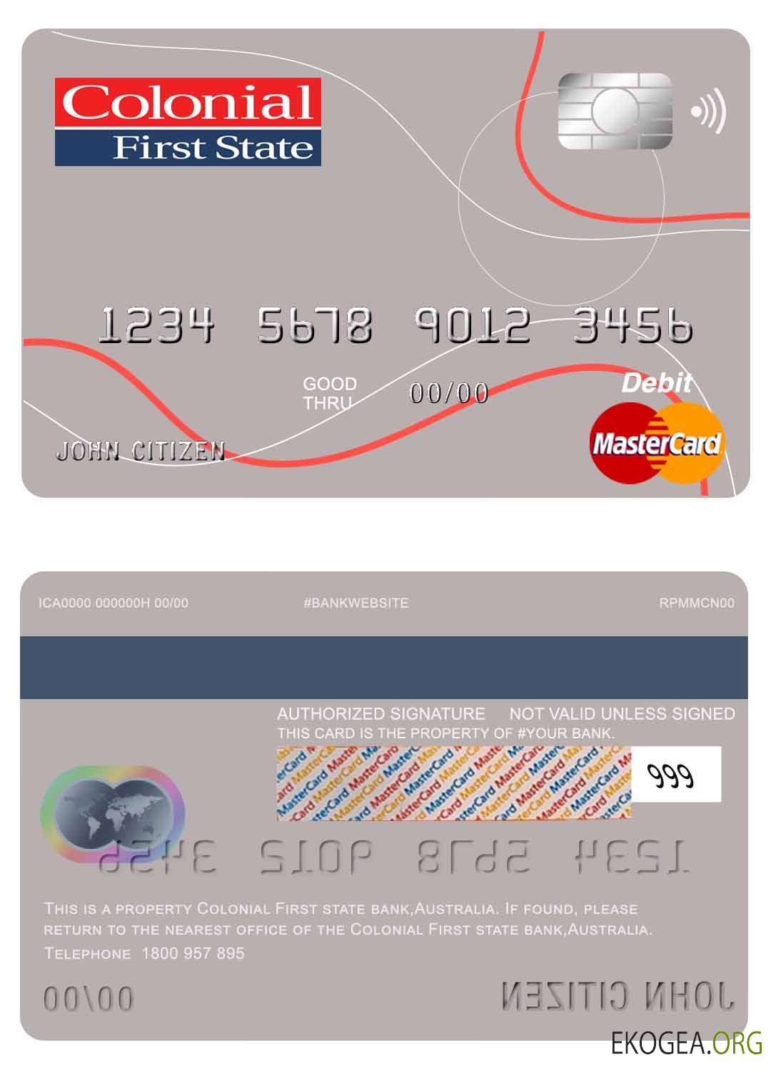 Carte Mastercard de la Colonial First State Bank d'Australie